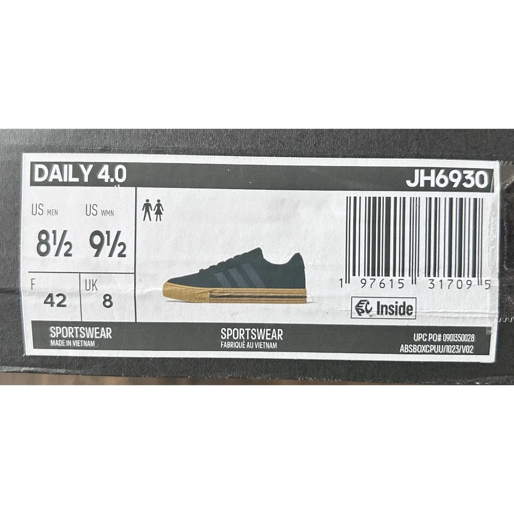 Adidas Daily 4.0 Black Gum Suede Platform Sneakers JH6930 Mens 8.5 Womens 9.5